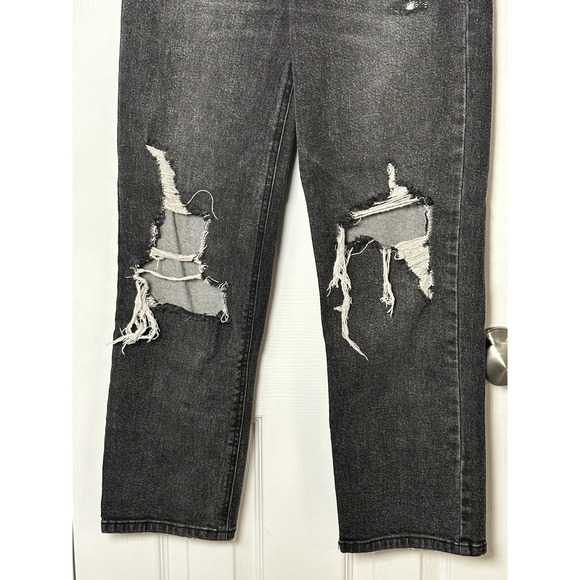 Wild Fable Highest Rise Straight Women's Sz 00 Black Denim Distressed Jeans - Picture 3 of 12